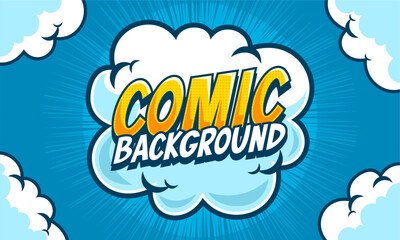 pop art comic cartoon blue background