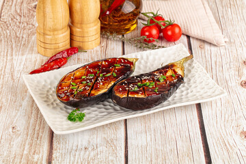Baked eggplant with teriyaki sause