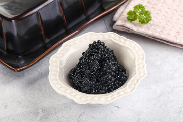 black sturgeon caviar in the bowl