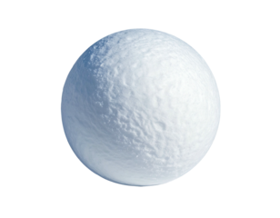 Spherical mass of fresh, untouched, packed snow against black