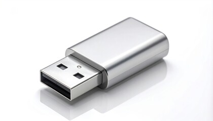 Sleek Silver USB Flash Drive for Data Storage and Transfer.