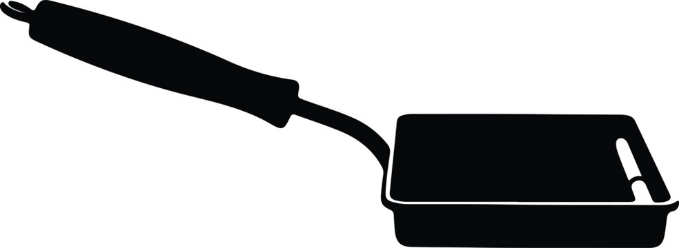 Vector Rectangular frying pan or griddle kitchen utensil appliance silhouette Illustration