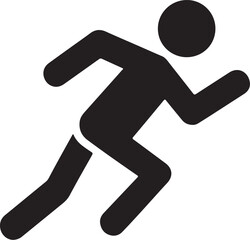 Minimalist Running Pictogram Symbolizing Speed and Motion, Geometric Silhouette of Sprinting Figure on Light Background