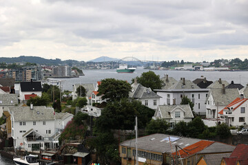 Obraz premium View of the harbor district of Haugesund, Norway 