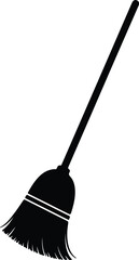Vector simple black sweeping broom household cleaning tool silhouette Illustration