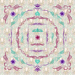 ラグジュアリーなフレーム素材とパターンの背景 宝石のイラスト