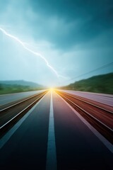 Split-track concept showing electric progress vs delay, The Great Energy Race