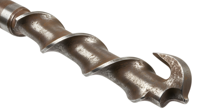 Close up of a drill bit with a hook isolated on a transparent background metal tool drilling - Powered by Adobe