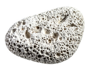 Porous, light-colored volcanic rock with many holes and a dark background