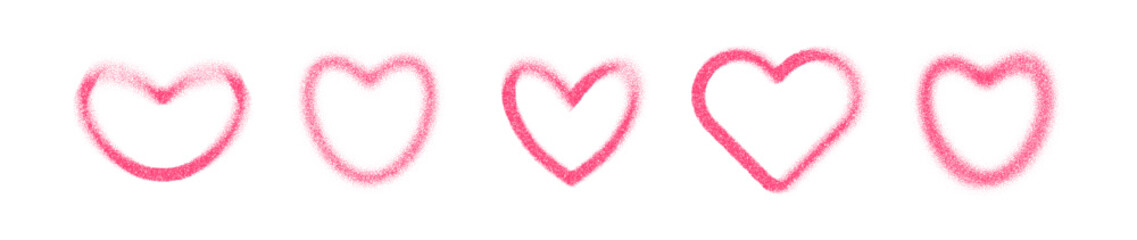 Pink heart with gradient noise texture and grainy Y2K aesthetic. graphic design with dotwork patterns, grunge effects, and retro digital heart elements for modern creative projects.