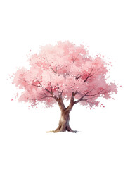 Obraz premium Pink blossoming tree with delicate flowers isolated