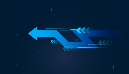 The backward arrows sharp turn reflects adaptive strategy while maintaining backward focus for business and finance up trend. vector illustration