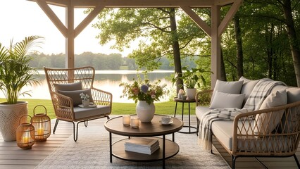 Fototapeta premium table and chairs in the garden