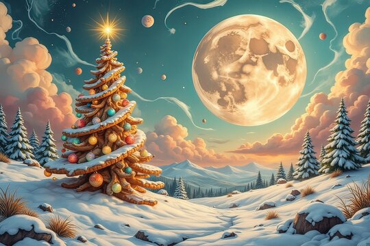 Ai paesaggio a tema natalizio in stile surreale 010