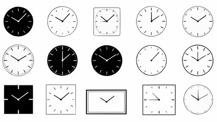 Collection of Various Clock Faces and Designs.