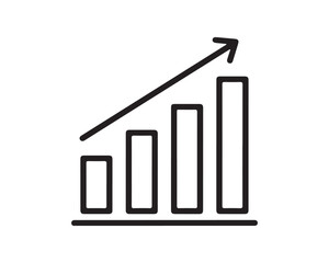 Minimalist Bar Chart Growth Icon with Upward Arrow Line Art Vector