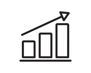 Rising Bar Chart and Arrow Icon for Business Growth, Success, and Progress