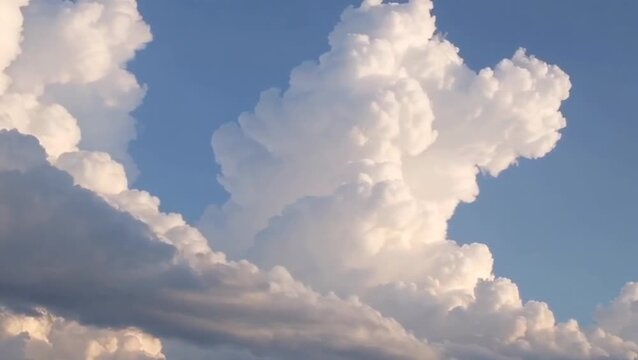 Dramatic Cumulonimbus Clouds Ascending in a Bright Blue Sky During Daytime