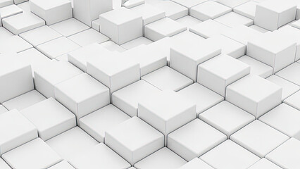 Obraz premium 3D White Cubes with Geometric Pattern. Clean, Minimalist Block Texture for Technology, Business, or Architectural Designs.