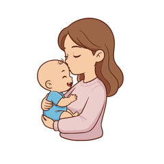 Happy parents and their babies. Baby with mom and dad, playing, eating, and reading books. Mom and baby with a cute transparent background.