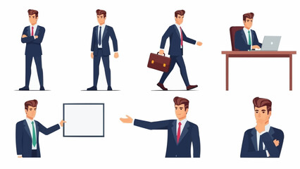 Collection of Business Man Poses and Actions.