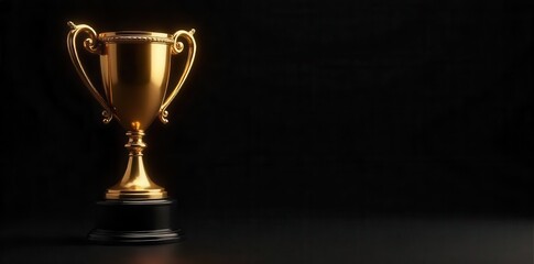 Fototapeta premium Ornate golden trophy against black Premium accomplishment , champion, competition