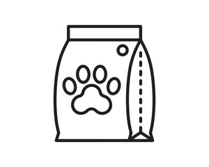 Pet Food Bag Outline Icon with Paw Print Symbol