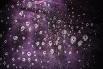 Autumn leaf on glass - drops and streaks of water on the surface. Photography overlays- clipart