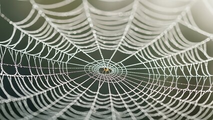 Intricate Spider Web with Morning Dew