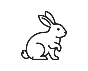 Simple Outline Rabbit Icon. Bunny Animal Line Art Vector Illustration.