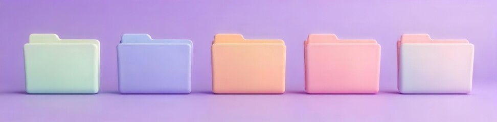 Set of pastel-colored folder icons, purple backdrop, elegant style , purple, desktop