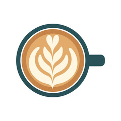 Elegant Coffee Cup with Latte Art Vector for Cafes, Restaurants, and Barista Branding