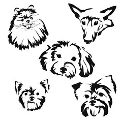 Vector drawing of a dog. Black and white gestalt design of a funny pet. Little doggy. Cute animal illustration. Postcard for International Dog Day. Drawing of an animal in the Gestalt style.	
