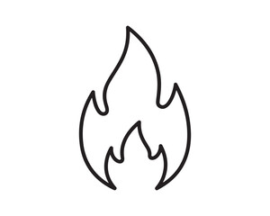 Minimalist Fire Flame Icon Outline - Black Line Art Symbol on White Background