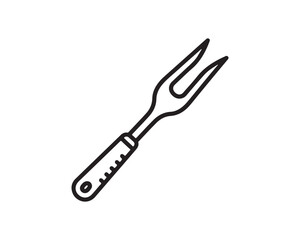 Simple Carving Fork Outline Icon for Kitchen Utensil Design