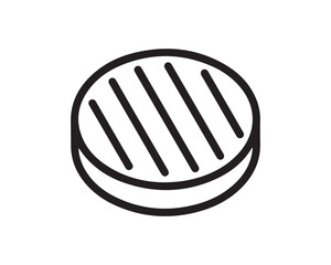 Outline Icon of Grilled Food Steak Patty with Grill Marks