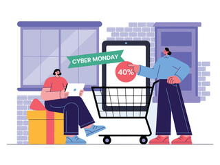 Cyber Monday Shopping Sale Illustration