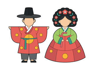 Traditional Korean Couple in Hanbok