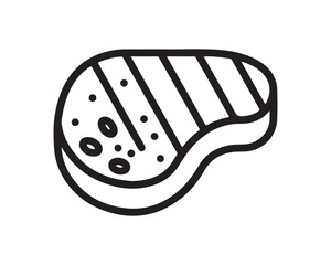 Grilled Steak Outline Icon Vector Illustration Barbecue Food Symbol