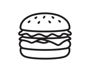 Outline Burger Icon Isolated on White Background Vector Illustration