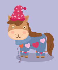 Horse  Wearing Hat and Sweater at Loves Decoration 