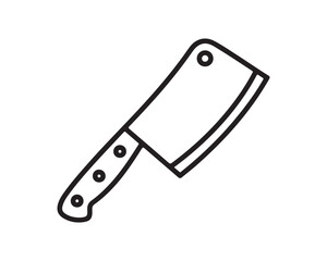 Meat Cleaver Butcher Knife Line Art Icon Vector Illustration on White