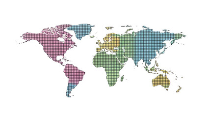 Obraz premium World Map Illustration in Pixelated Style