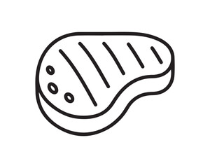 Grilled Steak Outline Icon. BBQ Meat Line Art Symbol for Food Apps and Menus.
