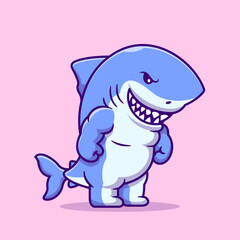 Cute Shark Muscular Cartoon