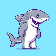Cute Shark Tiger Muscular Cartoon