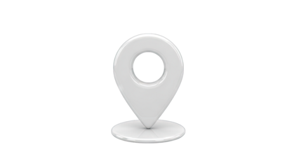 White Location Pin Icon on White Background