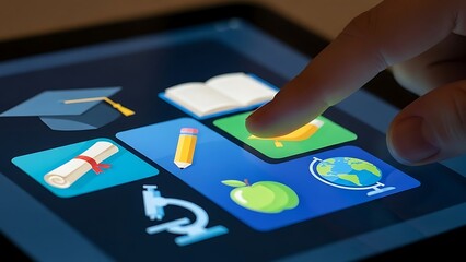 E-Learning Education Concept on Tablet: Study Online with Digital Tools and Resources for Interactive Learning