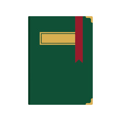 Elegant Green Book with Bookmark Vector for Educational Designs, Reading, Library, and Digital Art Projects