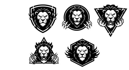 Lion Head Logos and Emblems Collection. © Tutorialxxx18